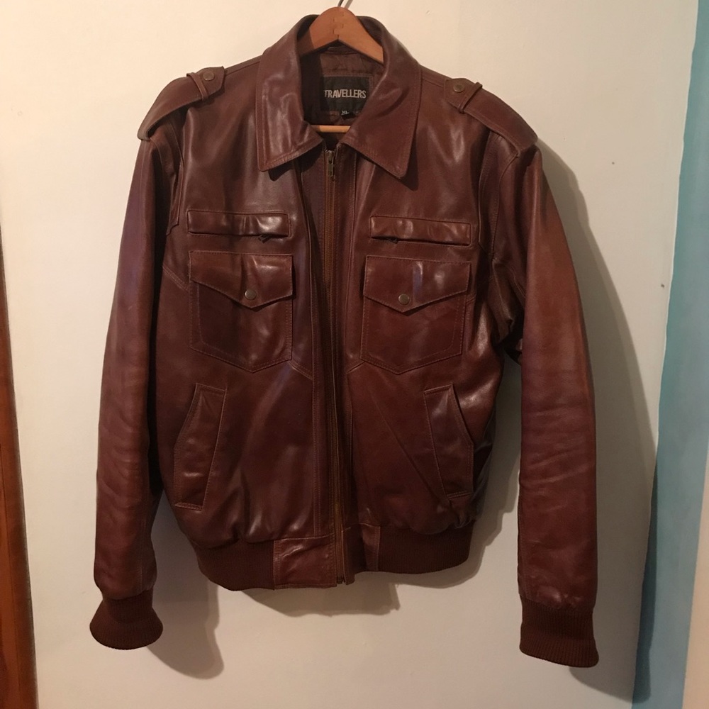 Vintage Brown Leather Bomber